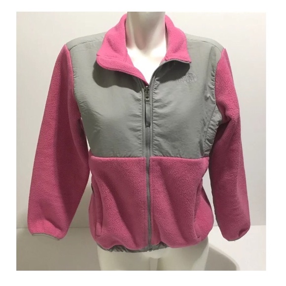 pink and gray north face